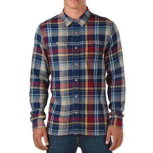 Vans Men's Blue and Tan Shirt Size Small 100% Cotton